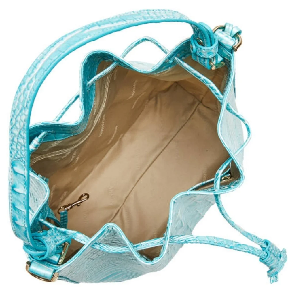 Brahmin Turquoise Croc-Embossed Shoulder Bag - Picture 4 of 14